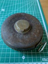 Vintage Chesterman Sheffield Leather Cased 66ft Steel Tape Measure - Winding picture
