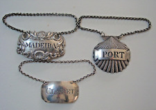3 sterling silver decanter labels MADEIRA, PORT, CLARET. 18th. - 19th. century. picture