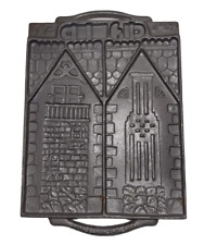 Vintage John Wright Solid Cast Iron 2-Sided Victorian Gingerbread House Mold USA picture