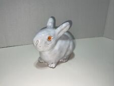 Vintage Bavent French Faience White Glaze Pottery 4” High Rabbit Glass Eyes picture