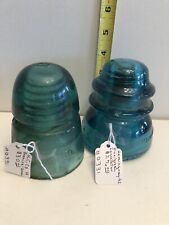 Vintage Antique Hemingway No. 42 Blue/Aqua Glass Insulator  and H. C. Co. H Beeh picture