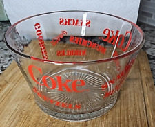 VTG 1980s Coca-Cola Coke Heavy Glass Snack Pretzel Candy Bowl Ice Bucket 7