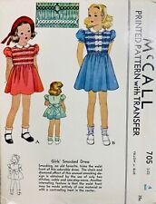 1930s SIZE 4 MCCALLS 705 GIRLS DRESS W/ SMOCKING *COMPLETE picture