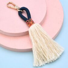 Bohemian Fringe Tassel Keychains - Cotton Thread Bag Charms Trendy Accessory 1pc picture