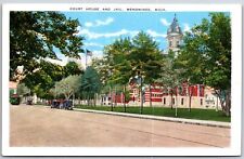 Courthouse And Jail Menominee Michigan MI Building Grounds Postcard picture