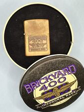 Vintage 1994 Brickyard 400 Racing Brass Zippo Lighter Used In Tin picture