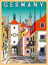 Germany Village Street Retro Home Collectible Wall Decor Travel Art Poster Print picture
