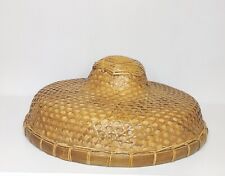 Vintage Asian Coolie Sun Hat Wicker Bamboo Rice Paddy Gardening Field  picture