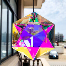 100MM AB Hexagram Crystal David's Shield Faceted Prism Chandelier Suncatcher picture
