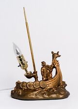 Antique 1920s Armor Bronze Viking Ship Figural Table Lamp, W Johnson — RESTORED picture
