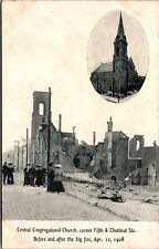 Vtg Chelsea MA Great Fire 1908 Central Congregational Church Disaster Postcard picture