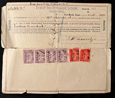 Original 1906 FORT WORTH Texas First Mortgage Loan Document TAX Revenue STAMPS picture