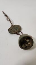 Vintage Antique Elephant Brass Bell with Elephant Pendant on Brown Cord picture