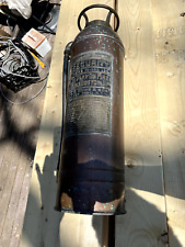 Vintage Antique Brass Copper Security Fire Extinguisher Empty picture