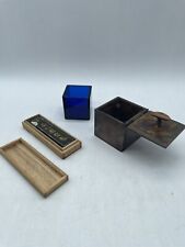 AQ-Rare Calligraphy Set:Ink Stick & Cast Copper Liquid Ink Holder-Glass Insert picture