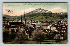 Luzern Switzerland, Luzern und Pilatus Vintage Souvenir Postcard picture