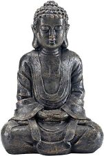MyGift 12 inch Meditating Seated Buddha Statue Figurine with Rustic Gray Finish picture