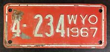Original 1967 Wyoming Motorcycle License Plate picture
