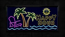 ULTRA BRIGHT LED LIGHTED HAPPY HOUR BAR SIGN NEON STYLE WITH REMOTE CONTROL picture