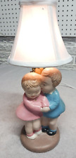 Handmade Custom Vintage Small Porcelain Cute Kissing Figurine Lamp picture