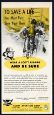 1957 Scott Air Pak fireman rescue art vintage print ad picture