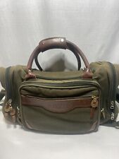 ORVIS DUFFEL BAG MILITARY GREEN CANVAS LEATHER TRIM & HANDLES HVY DUTY 20x10 picture