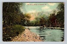 Bushkill PA-Pennsylvania, The Swing Bridge, Antique, Vintage c1916 Postcard picture