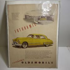 1948 Print Ad Yellow Oldsmobile Futuramic Sedan Car with White Sidewall Tires  picture