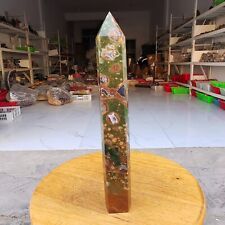 670g Natural Tropical Rainforest Agate obelisk Quartz Crystal Tower Mineral picture