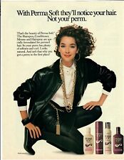 1988 Perma Soft Vintage Print Ad Shampoo Conditioner Hair Spray Chic Woman picture