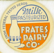 ANTIQUE FRATES DAIRY FARM LARGE MILK BOTTLE CAP ADVERTISING FEDERAL TESTED HERDS picture