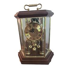 Vintage Working Howard Miller Mantle Chime Clock Wood Glass Hexagon picture