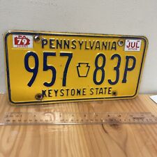 Vtg PA Pennsylvania License Plate 1980's Yellow Keystone State 957 83P picture