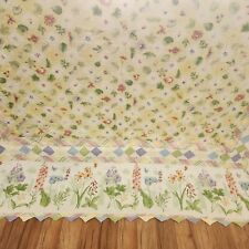 Vintage 80s Hand Stitched Quilt Queen Wild Flowers Floral Country Yellow Pink picture