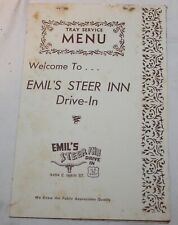 VTG Emil's Steer Inn Drive In Restaurant Menu Tray Service Mene Columbus OH picture