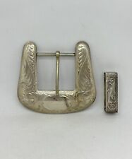 Vintage Mexico Fleming Sterling Silver Overlaid 2-piece Ranger Buckle Set 58.2gr picture