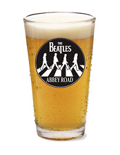 The Beatles - Abbey Road  - Rock and Roll - 16oz Pint Beer Glass Pub Barware B/W picture