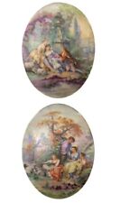 TWO French Porcelain Transfer Printed Wall Plaques With Hand Painted Highlights picture