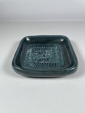Vtg. Handmade Porvoo Pottery Trinket Dish Ashtray Made In Finland Teal Blue 4” picture
