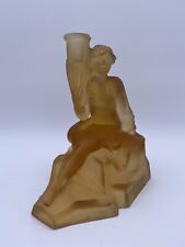 WALTHER & SOHNE Amber Glass ART DECO Table Lamp WOMAN picture