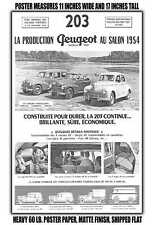 11x17 POSTER - 1954 Peugeot 203 Peugeot Production Models 1955 At the 1954 Salon picture