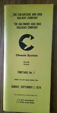 Vintage  CHESSIE SYSTEM WESTERN DIVISION TIMETABLE #1 September 1974 picture