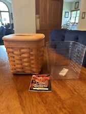Longaberger 1997 Tall Tissue Basket Protector & Wooden Lid. picture