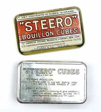 Vintage STEERO Bouillon Cubes Tin | Made in USA | 3”X 2” VTG Farmhouse Tins picture