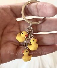 New Cute Yellow Rubber Ducky Charms Preschool Teacher Keychain Gift picture