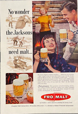 1958 Fro Malt Vintage Print Ad Couple Enjoying Beer At the End Of A Busy Day picture