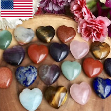 10Pcs 20mm Natural Quartz Crystal Stone Heart Chakra Healing Heart Gemstone USA picture