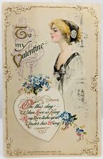 Artist  Schmucker Woman ' To my Valentine' John Winsch Gold Glit Emboss 1912 picture