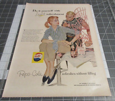 1957 Pepsi Cola Woman Painting Pink Garden Chair art Vintage Ad  picture