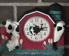 Vintage 1980s Burwood Farm Barn Cow Clock Plastic   Wall Art  works picture